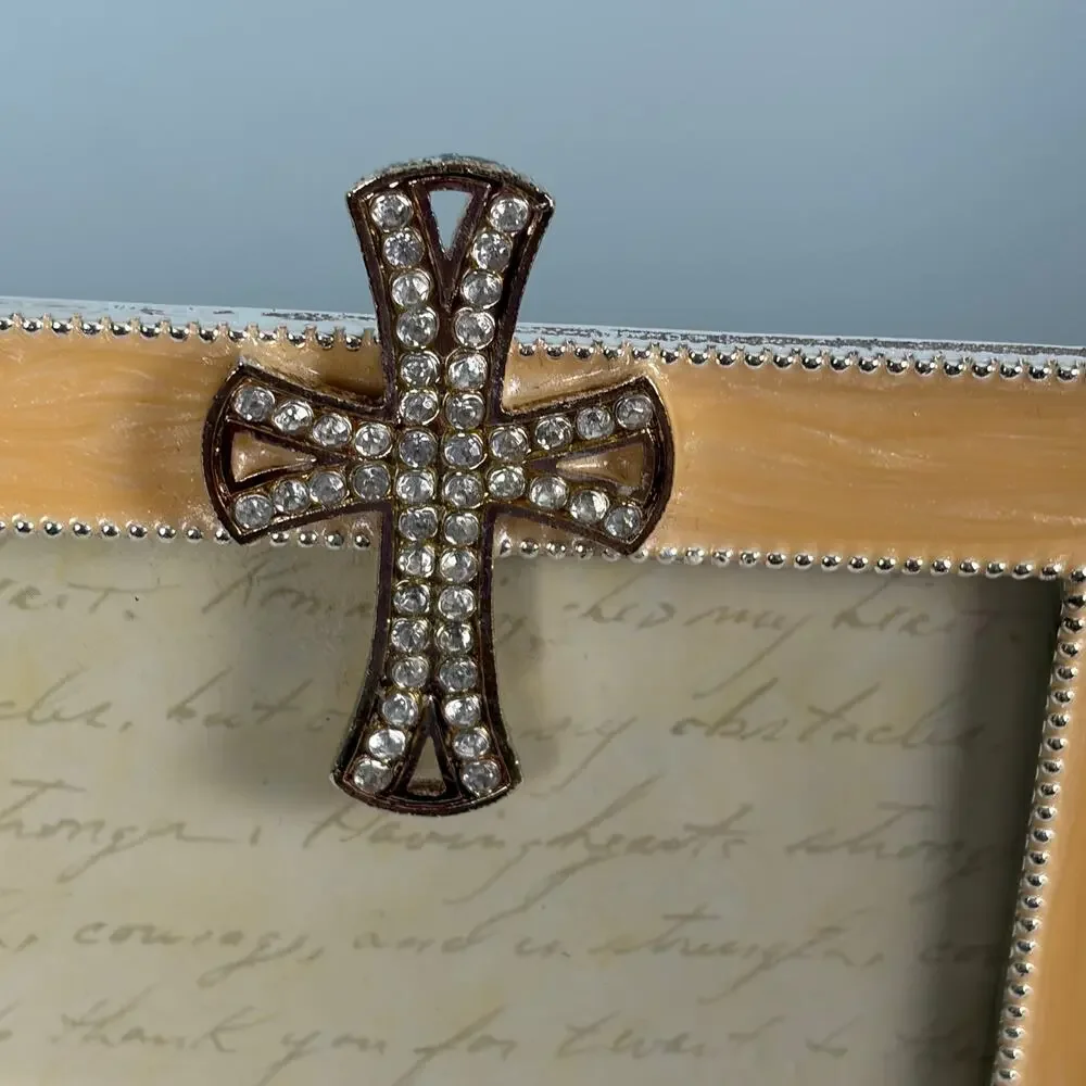 Ashleigh Manor Rhinestone Cross 4x6 Picture Frame Christian Gift Decor